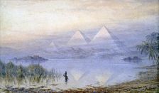 The Pyramids During the Nile Flood Egypt, 1888. Artist: Henry Noel Shore