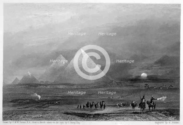 'The Pyramids', Giza, Egypt, 19th century. Artist: E Finden