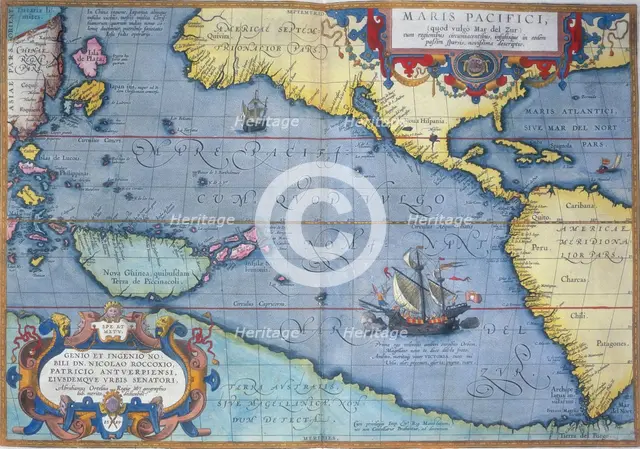 The Pacific Ocean, 1586. Creator: Abraham Ortelius.
