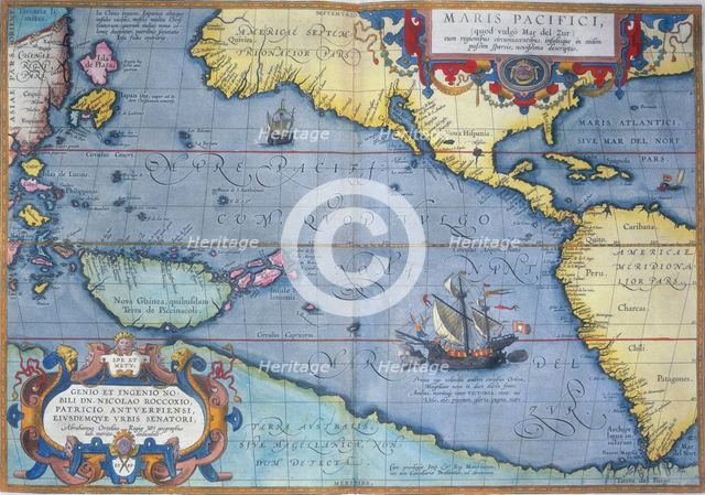 The Pacific Ocean, 1586. Creator: Abraham Ortelius.