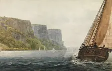 The Packet "Mohawk of Albany" Passing the Palisades, 1811-ca. 1813. Creator: Pavel Petrovic Svin'in