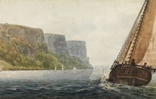The Packet "Mohawk of Albany" Passing the Palisades, 1811-ca. 1813. Creator: Pavel Petrovic Svin'in