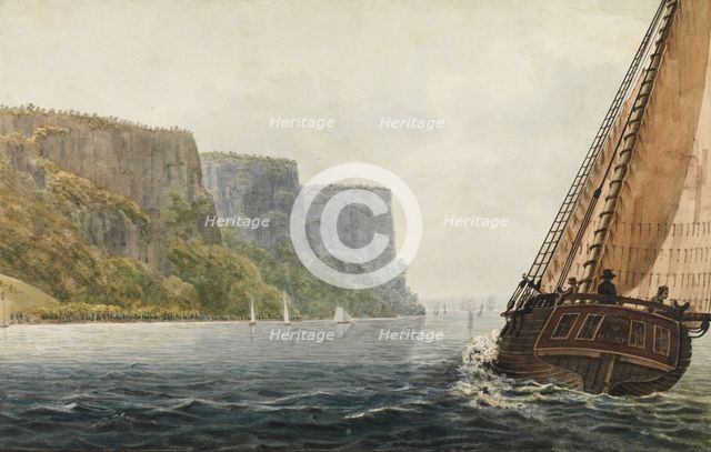 The Packet "Mohawk of Albany" Passing the Palisades, 1811-ca. 1813. Creator: Pavel Petrovic Svin'in.