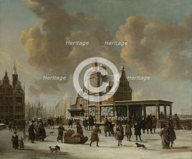 The Paalhuis and the Nieuwe Brug, Amsterdam, in the Winter, 1640-1666. Creator: Jan Abrahamsz Beerstraten.