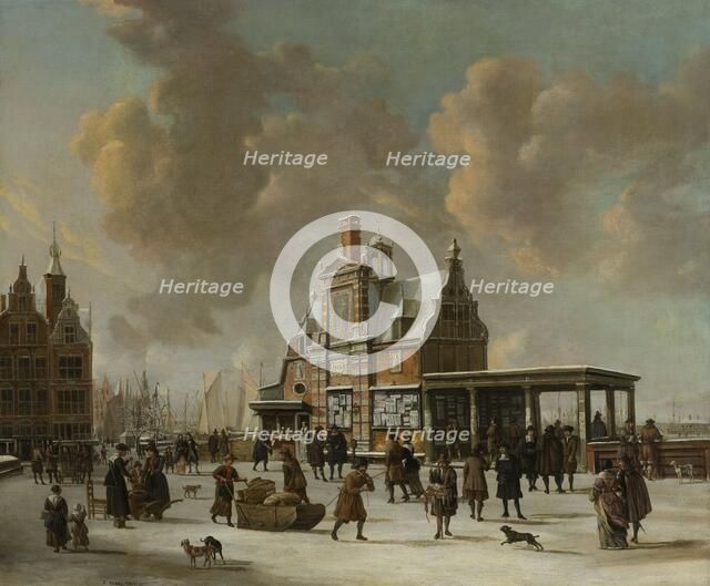 The Paalhuis and the Nieuwe Brug, Amsterdam, in the Winter, 1640-1666. Creator: Jan Abrahamsz Beerstraten.