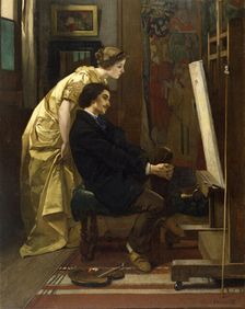The Painter and His Model, 1855. Creator: Alfred Stevens