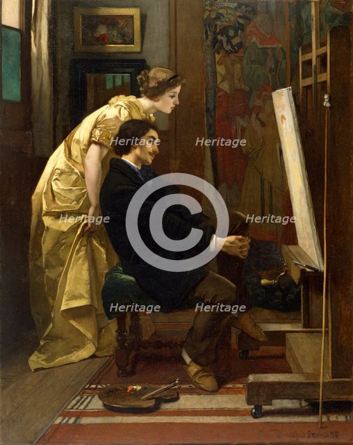 The Painter and His Model, 1855. Creator: Alfred Stevens.