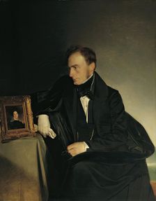 The painter Franz Wipplinger, looking at the miniature portrait of his deceased sister, 1833. Creator: Franz Eybl