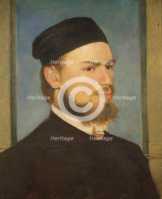 The painter Franz von Lenbach, 1862. Creator: Arnold Bocklin.