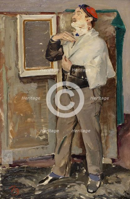 The painter Henrik Schouboe shaving, 1927. Creator: Peter Rostrup Boyesen.