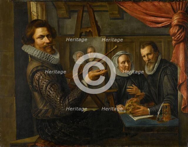 The Painter in his Studio Painting the Portrait of a Married Couple, 1612. Creator: Herman von Vollenhove.