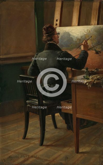 The Painter J.C. Dahl at his Easel, 1848. Creator: Siegwald Johannes Dahl.