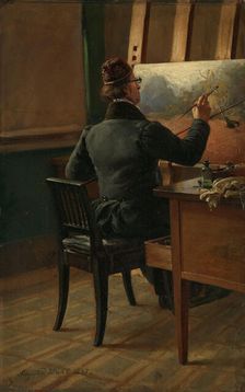 The Painter J.C. Dahl at his Easel, 1848. Creator: Siegwald Johannes Dahl