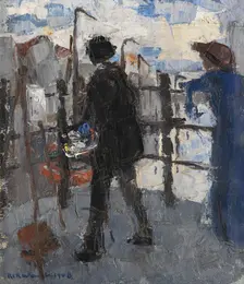 The Painter on the Hoogbrug in Mechelen, 1908. Creator: Rik Wouters