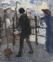 The Painter on the Hoogbrug in Mechelen, 1908. Creator: Rik Wouters