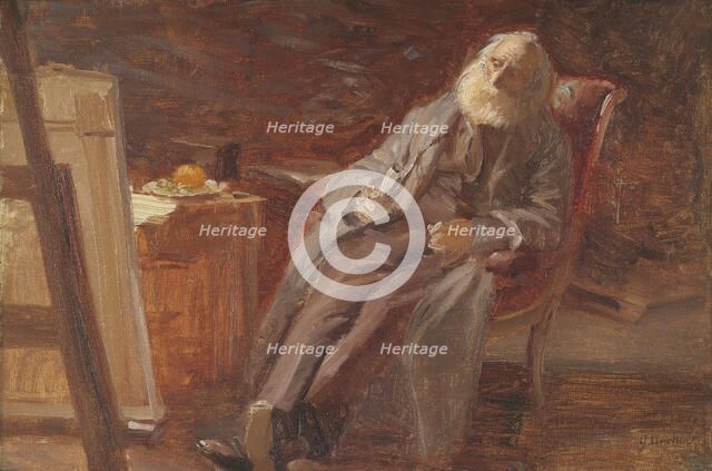 The Painter Vilhelm Kyhn Smoking his Pipe, 1903. Creator: Anna Kirstine Ancher.