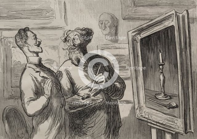 The Painters: A Realist Always Finds Another Realist to Admire Him. Creator: Honoré Daumier (French, 1808-1879).