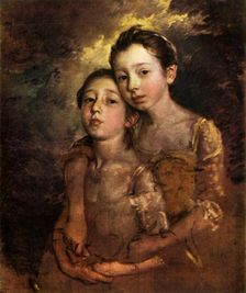 The Painter's Daughters with a Cat c1760, (1944). Creator: Thomas Gainsborough