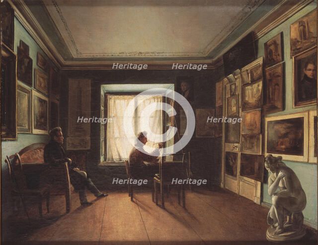 The Painter's Studio, 1820s. Artist: Zaytsev, Nikita (1787-1828)
