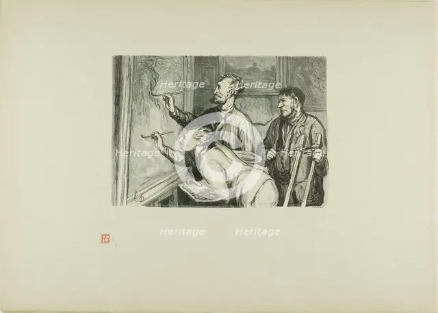 The Paintings Exhibition of 1868: Giving it the last touch, 1868, printed 1920. Creator: Etienne Carjat.
