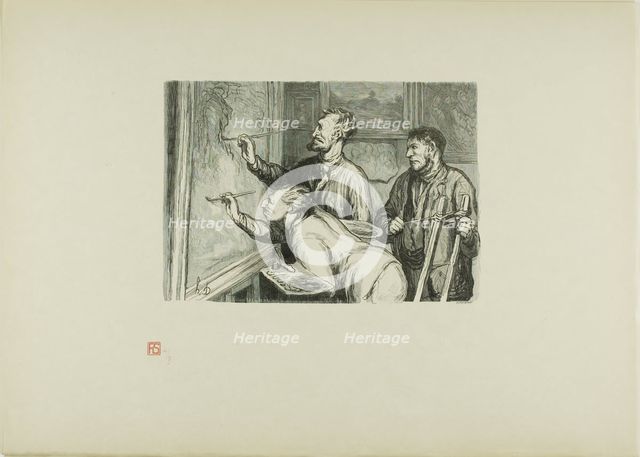 The Paintings Exhibition of 1868: Giving it the last touch, 1868, printed 1920. Creator: Etienne Carjat.
