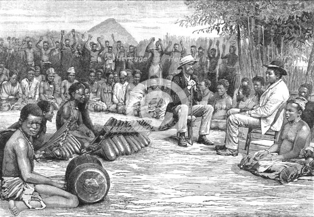 'The Palaver between Lewanika and Mr. F.E. Lochner; acting on behalf of The British South...', 1891. Creator: Unknown.