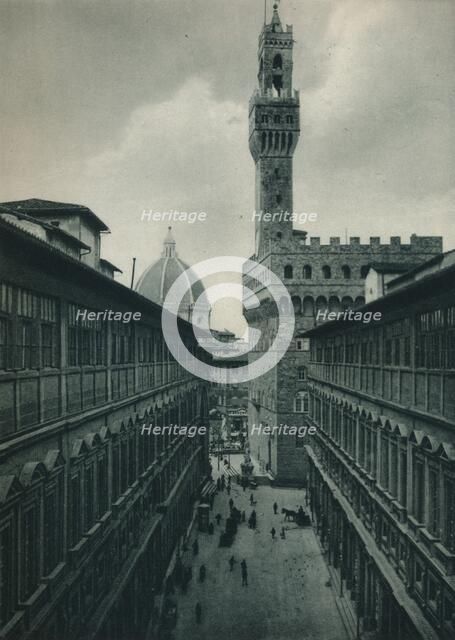 The Palazzo Vecchio from the Uffizi Gallery, Florence, Italy, 1927. Artist: Eugen Poppel.