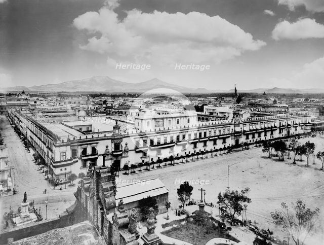The Palace from the Cathedral, city of Mexico, between 1880 and 1897. Creator: Unknown.