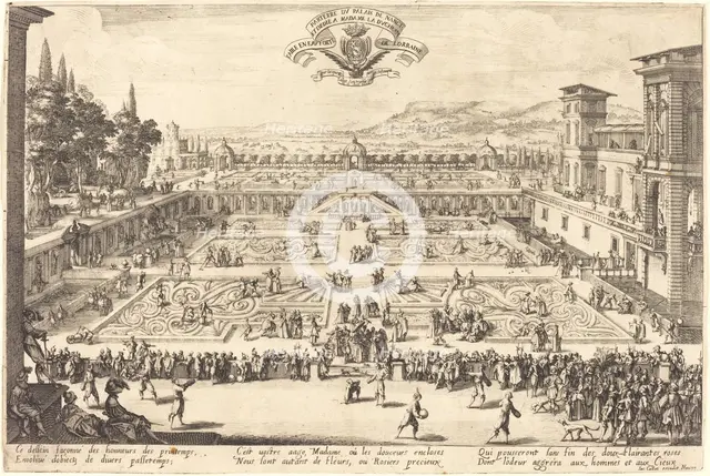 The Palace Gardens at Nancy, 1625. Creator: Jacques Callot.