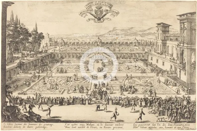 The Palace Gardens at Nancy, 1625. Creator: Jacques Callot.