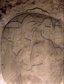 The Palace Mayan stone relief depicting king Pacal