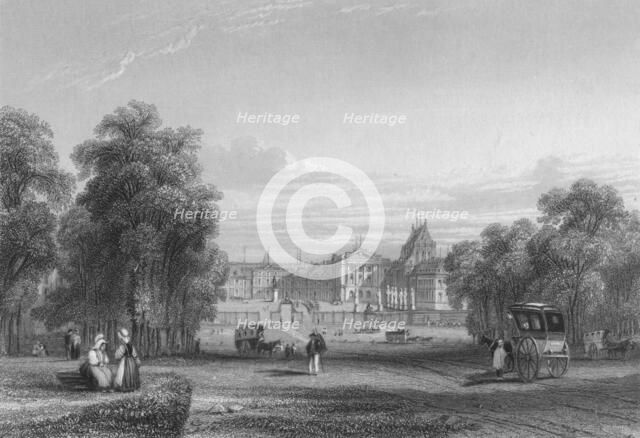 'The Palace of Versailles from the Paris Avenue', 1839. Artist: S Fisher.