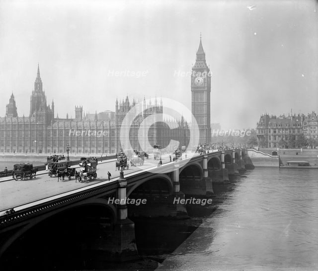 The Palace of Westminster and Big Ben, London, after 1881. Artist: Unknown