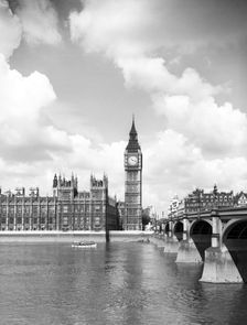The Palace of Westminster and Big Ben, London, c1955. Creator: Arthur Charles Kirby Ware