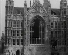 The Palace of Westminster and the Statue of Richard the Lionheart, Damaged by German Bombing, 1941. Creator: British Pathe Ltd