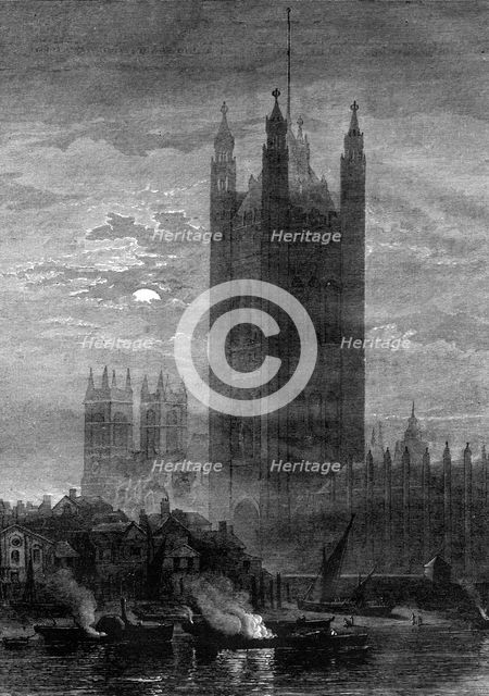 The Palace of Westminster, London, 19th century.Artist: W May