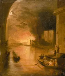The Palace of Westminster on Fire 1834. Creator: Unknown
