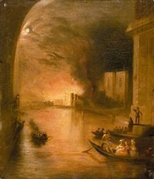 The Palace of Westminster on Fire 1834. Creator: Unknown