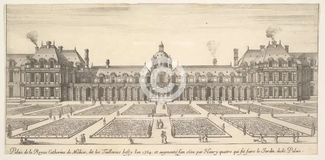 The palace of Catherine de Medici, called the Tuilleries, from 'Various views of remark..., 1649-51. Creator: Stefano della Bella.