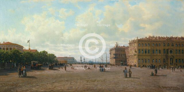 The Palace Square in Saint Petersburg, 1860s. Creator: Vereshchagin, Pyotr Petrovich (1836-1886).