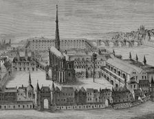 The Palais and the Sainte-Chapelle in the 16th century, Paris, France, 1878. Creator: Unknown