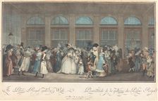 The Palais Royal - Gallery's Walk / Promenade de la Gallerie du Palais Royal, 1787. Creator: Philibert Louis Debucourt