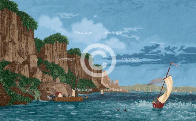 The Palisade Rocks on the Hudson River, West Bank, New York, 1837, (1850). Creator: Unknown.