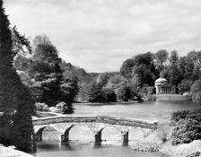 The Palladian bridge and Pantheon, Stourhead Park, Wiltshire, c1955. Creator: Arthur Charles Kirby Ware