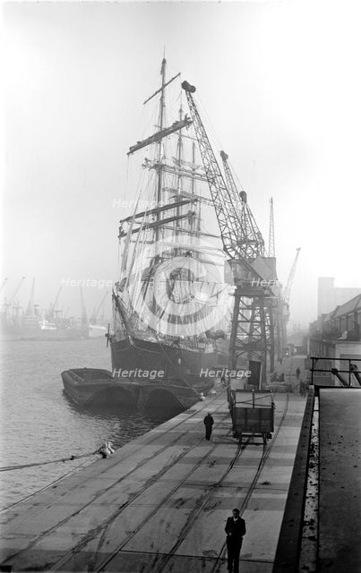 The 'Pamir', a sailing ship, in the Royal Victoria Dock, Canning Town, London, c1945-c1965. Artist: SW Rawlings