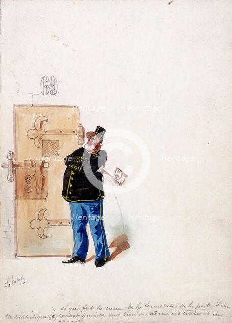 The Panama Canal: for an enquiry into its financing, a policeman guards a prison..., (1897?). Creator: HS Robert.