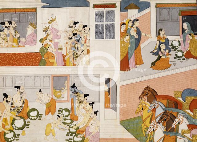 The Pandavas in King Drupad's Court, Folio from a Mahabharata..., between c1775 and c1800. Creator: Unknown.