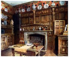 The panelled study at Groombridge Place, Kent, 1910.Artist: Edwin Foley