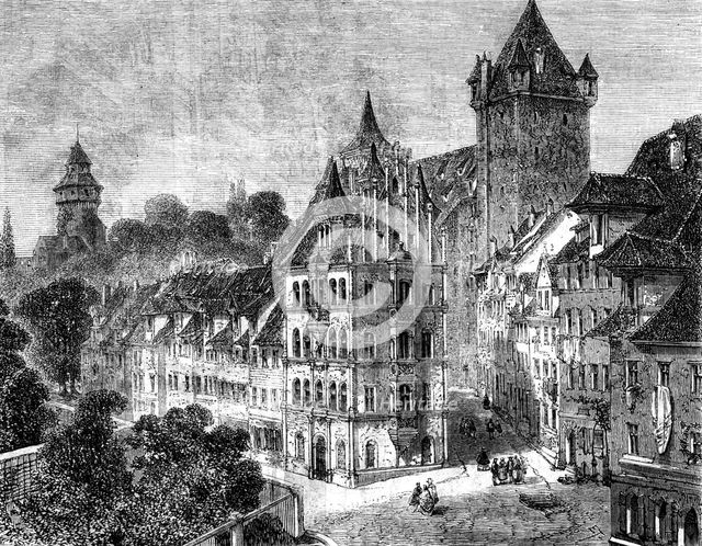 The Panierplatz in Nuremberg, Germany, 19th century.Artist: Therond
