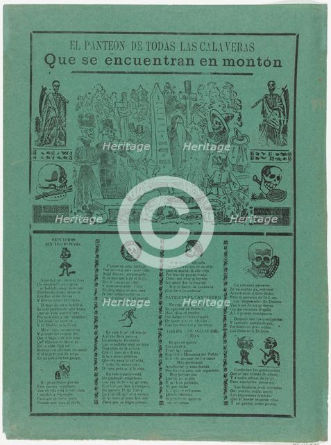 The pantheon of all the skeletons who are eating and drinking in a cemetery (Posada); flan..., 1905. Creator: José Guadalupe Posada.